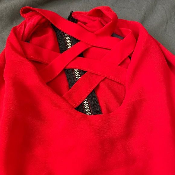 Red Sleeveless Blouse, Small - Picture 3 of 7